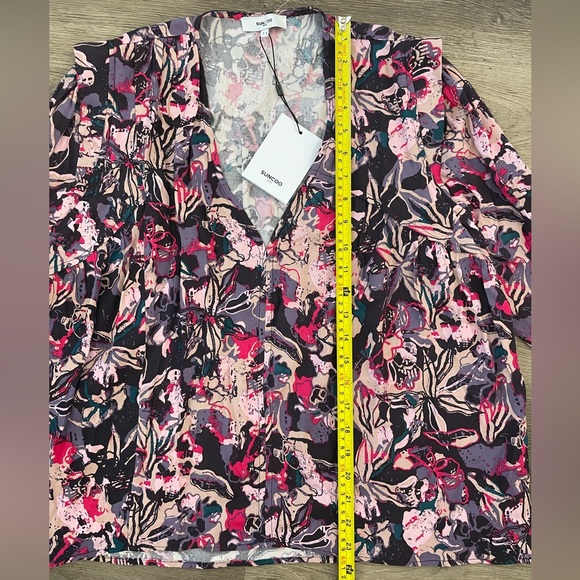 NEW Suncoo Paris Floral Top Lucil Pink Rayon Printer Blouse T1 Size Small S - Picture 10 of 10